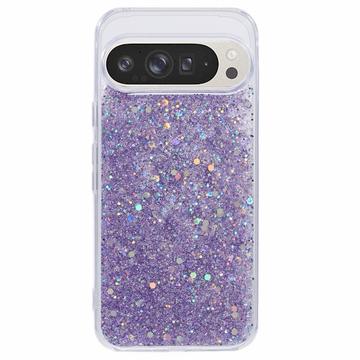Funda de TPU Glitter Flakes para Google Pixel 9 Pro XL - Púrpura