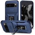 Funda híbrida con anillo giratorio y protección para cámara para Google Pixel 9 Pro XL - Azul