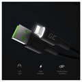 Cable Lightning Rápido con Luz LED Green Cell Ray - 2.4A, 1.2m - Negro
