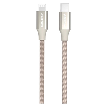 Cable USB-C / Lightning Trenzado GreyLime 18W - Certificado MFi - 1m - Beige