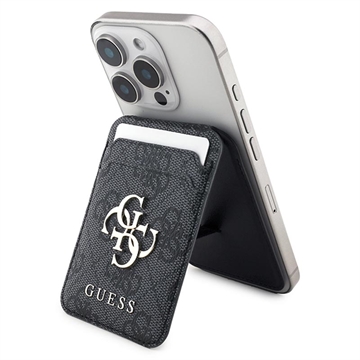 Tarjetero metálico con logotipo Guess 4G y soporte - Compatible con MagSafe