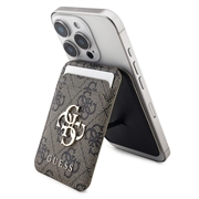 Tarjetero metálico con logotipo Guess 4G y soporte - Compatible con MagSafe - Marrón