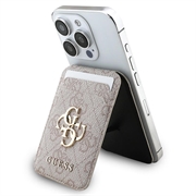 Tarjetero metálico con logotipo Guess 4G y soporte - Compatible con MagSafe - Rosa