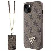 iPhone 15 Guess 4G Strass Triangle Metal Logo Case with Crossbody Strap