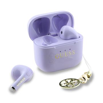 Auriculares True Wireless Guess Charm con efecto brillante y logotipo clásico estampado - Morado
