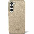 Carcasa Híbrida Guess Glitter Flakes Metal Logo para Samsung Galaxy S24 - Dorado