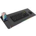 Alfombrilla de escritorio H18 RGB con cargador inalámbrico de 15W y soporte plegable para teléfono - Negro