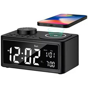 H7 Reloj despertador multifunción / Altavoz Bluetooth con carga USB/inalámbrica - Negro