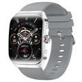 Reloj inteligente HK80 con pantalla curva AMOLED, llamadas Bluetooth, monitor de salud y NFC - Plata