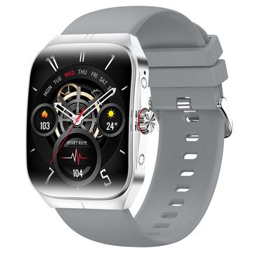 Reloj inteligente HK80 con pantalla curva AMOLED, llamadas Bluetooth, monitor de salud y NFC - Plata