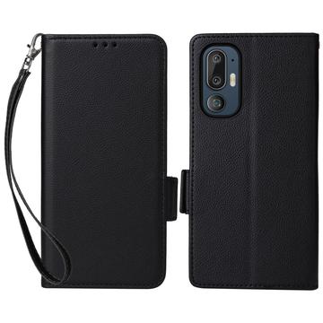 Funda de cartera con cierre magnético para HTC U24 Pro - Negro