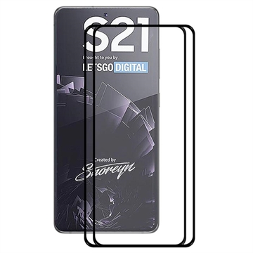 Protector de Pantalla - 9H - Hat Prince Full Size para Samsung Galaxy S21 5G - 2 piezas - Borde Negro