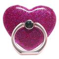 Soporte De Anillo De Brillo En Forma De Corazón Para Soporte De Teléfono Con Hebilla De Metal Para Teléfono Inteligente - Rosa