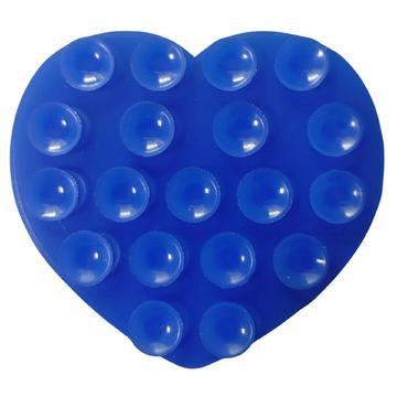 Soporte para teléfono con ventosa de silicona adhesiva en forma de corazón - Azul oscuro