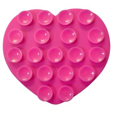 Soporte para teléfono con ventosa de silicona adhesiva en forma de corazón - Rosa Fuerte