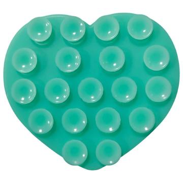 Soporte para teléfono con ventosa de silicona adhesiva en forma de corazón - Verde lago