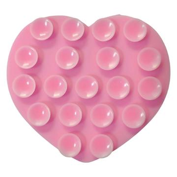 Soporte para teléfono con ventosa de silicona adhesiva en forma de corazón - Rosa