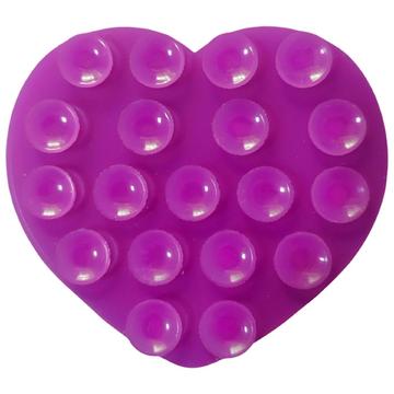 Soporte para teléfono con ventosa de silicona adhesiva en forma de corazón - Morado