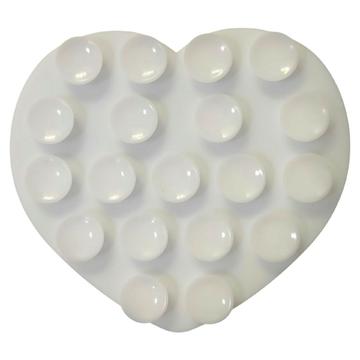 Soporte para teléfono con ventosa de silicona adhesiva en forma de corazón - Blanco