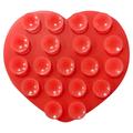 Soporte con ventosa de silicona de doble cara en forma de corazón para smartphones - Rojo