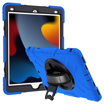 Funda 360 de Alta Resistencia para iPad 10.2 2019/2020/2021 con Correa de Mano - Azul / Negro