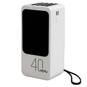 Hepu XL HP210 40000mAh Power Bank con cables USB-C/Lightning/USB-A/MicroUSB - Blanco