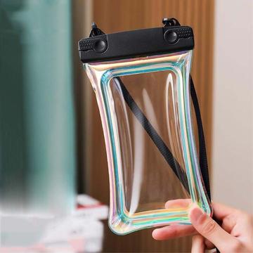 Funda Holográfica Flotante Impermeable para Smartphone con Cordón - Negro