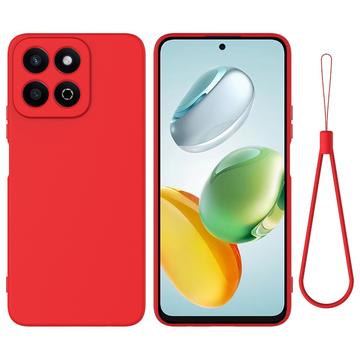 Honor 200 Smart/X7c Funda de silicona líquida con correa de mano - Rojo