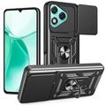 Funda híbrida con anillo giratorio y protector de cámara para Honor 400 Lite - Negro