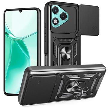 Funda híbrida con anillo giratorio y protector de cámara para Honor 400 Lite - Negro