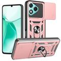 Funda híbrida con anillo giratorio y protector de cámara para Honor 400 Lite - Rosa Dorado