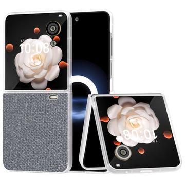 Funda híbrida con textura de diamantes de imitación para Honor Magic V Flip - Gris