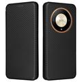 Funda con Tapa para Honor Magic6 Lite/X9b - Fibra de Carbon - Negro