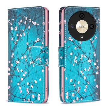 Funda Cartera Wonder Series para Honor Magic6 Lite/X9b - Flores Blancas