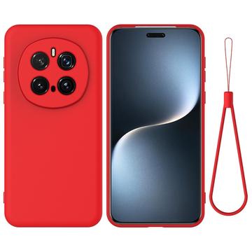 Honor Magic7 Pro Funda de silicona líquida con correa de mano - Rojo