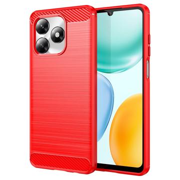 Carcasa de TPU Brushed para Honor X5c/X5c Plus - Fibra de Carbono - Rojo