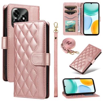 Funda acolchada de lujo para Honor X5c Plus - Estilo Cartera - Oro Rosa