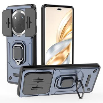 Funda híbrida con anillo giratorio y protector de cámara para Honor X60 Pro - Azul