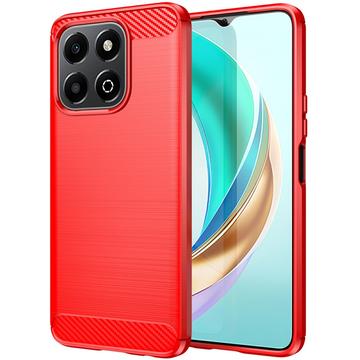 Carcasa de TPU Brushed para Honor X6b - Fibra de Carbono - Rojo