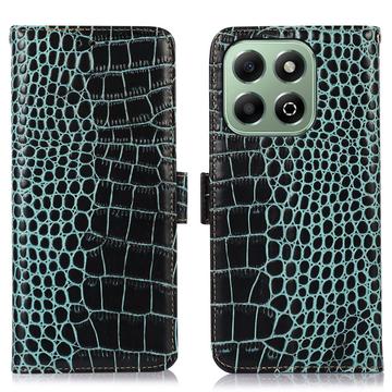 Funda Crocodile con RFID para Honor X6b - Estilo Cartera - Verde