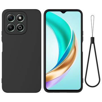 Honor X6c Funda de silicona líquida con correa de mano - Negro