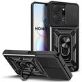 Honor X7a Rotary Ring Hybrid Case with Camera Shield - Black