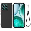 Honor X8c Funda de silicona líquida con correa de mano - Negro