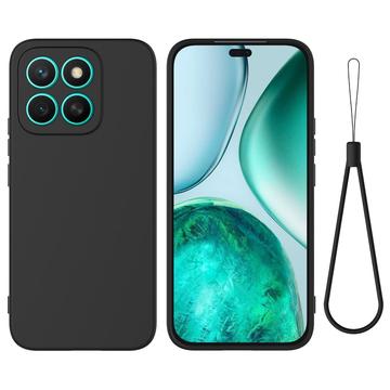 Honor X8c Funda de silicona líquida con correa de mano - Negro