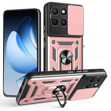 Funda híbrida con anillo giratorio y protector de cámara para Honor X8c - Rosa Dorado