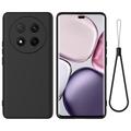 Honor X60 Pro/X9c/Magic7 Lite Funda de silicona líquida con correa de mano - Negro