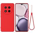 Honor X60 Pro/X9c/Magic7 Lite Funda de silicona líquida con correa de mano - Rojo