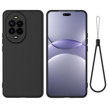 Huawei Nova 13 Pro Funda de silicona líquida con correa de mano - Negro