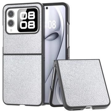 Funda híbrida con textura de diamantes de imitación para Huawei Nova Flip - Plata
