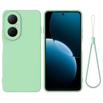 Huawei Nova Y73 Funda de silicona líquida con correa de mano - Verde
